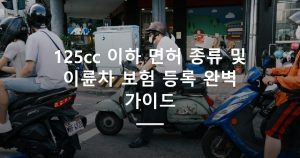 125cc 이하 면허 종류 및 이륜차 보험 등록 완벽 가이드