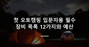 첫 오토캠핑 입문자용 필수 장비 목록 12가지와 예산