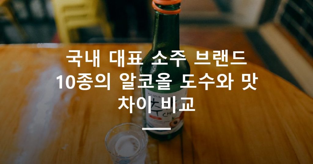 국내 대표 소주 브랜드 10종의 알코올 도수와 맛 차이 비교